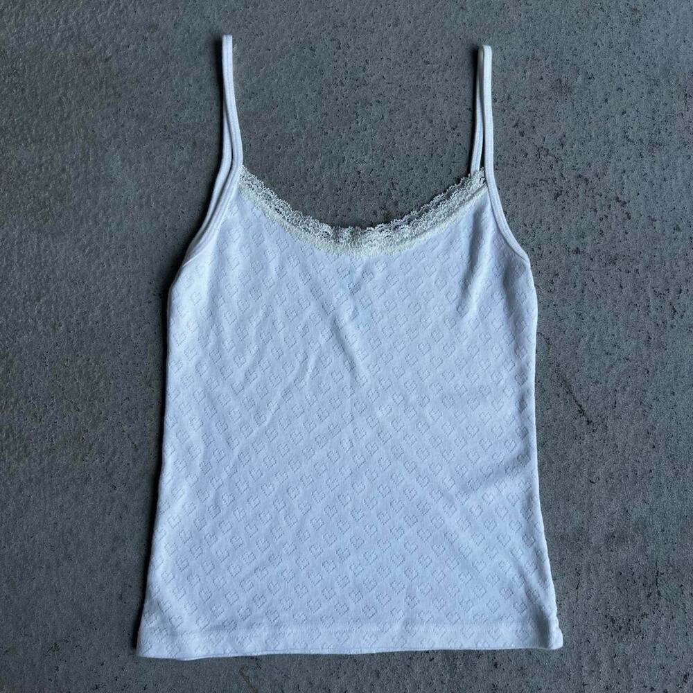 Brandy Melville Skylar Heart Eyelet Lace Tank Top